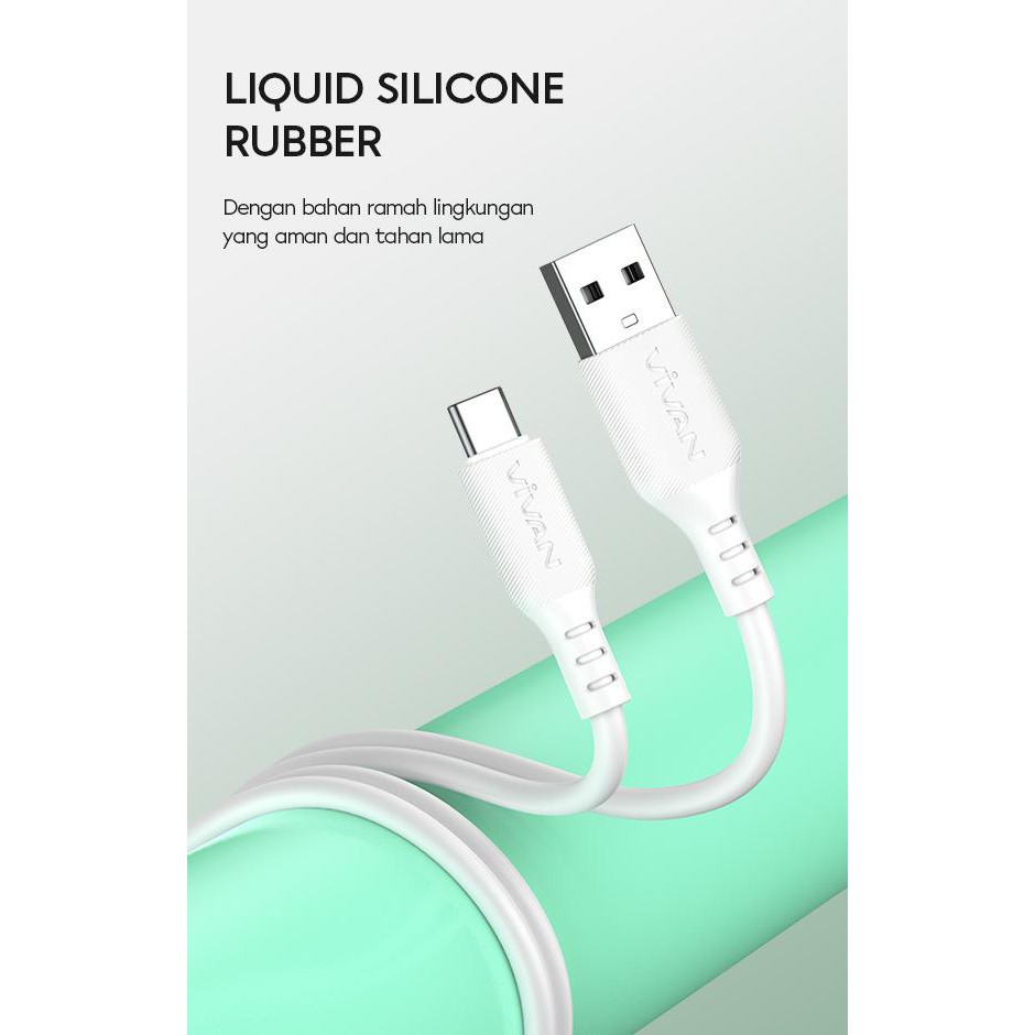 Vivan VSC100 2.4A Type C 5V 1m Silicon Full SR Coverage Quick Charge Data Cable