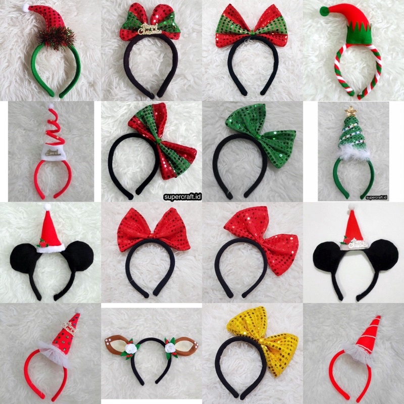 Bando Natal Bando Rusa Natal Topi Natal Merry Christmas Aksesoris Natal Santa Clause Kostum Natal