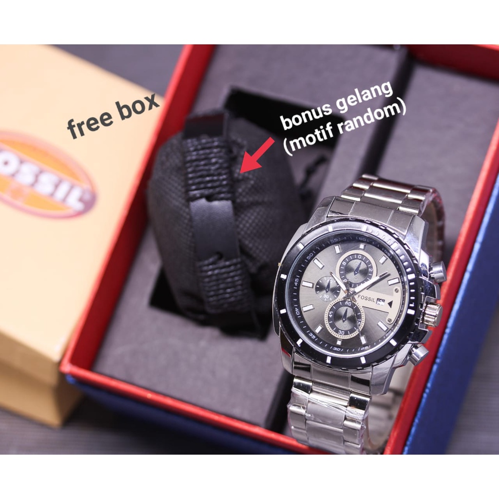 Grosiran Jam Tangan Pria F45110EV Analog Strap Stainless Steel Tanggal Aktif Chrono Off Include Box Jam Tangan (COD)