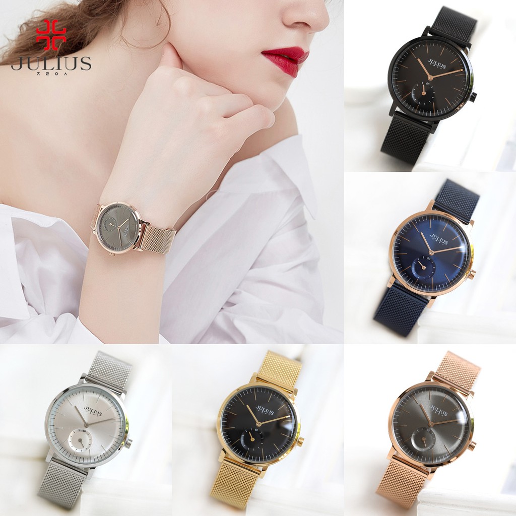 Julius JA-1065 / JA1065 ORIGINAL Jam Tangan Wanita Stainless Steel - Silver Rose Gold Blue Black