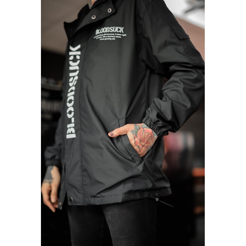 Jaket Casual Bloodsuck Jaket Parasut Pria Full Black Salviohexia