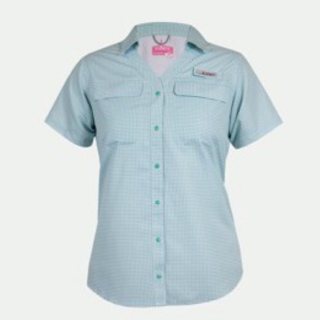 kemeja wanita kotak bersaku warna hijau brand habit