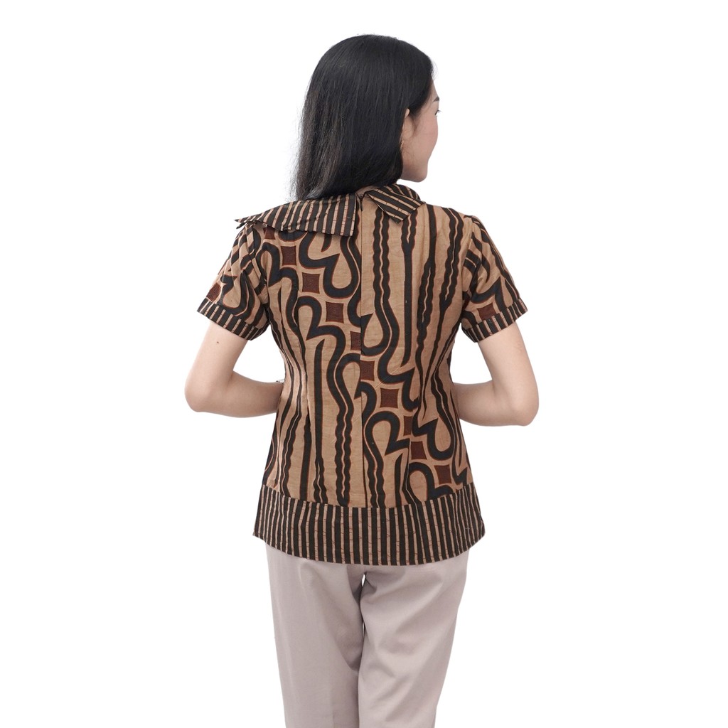 Blouse Atasan Batik Wanita Modern 2 Model Lengan Pendak Dan 7/8 Berkerah Peterpen