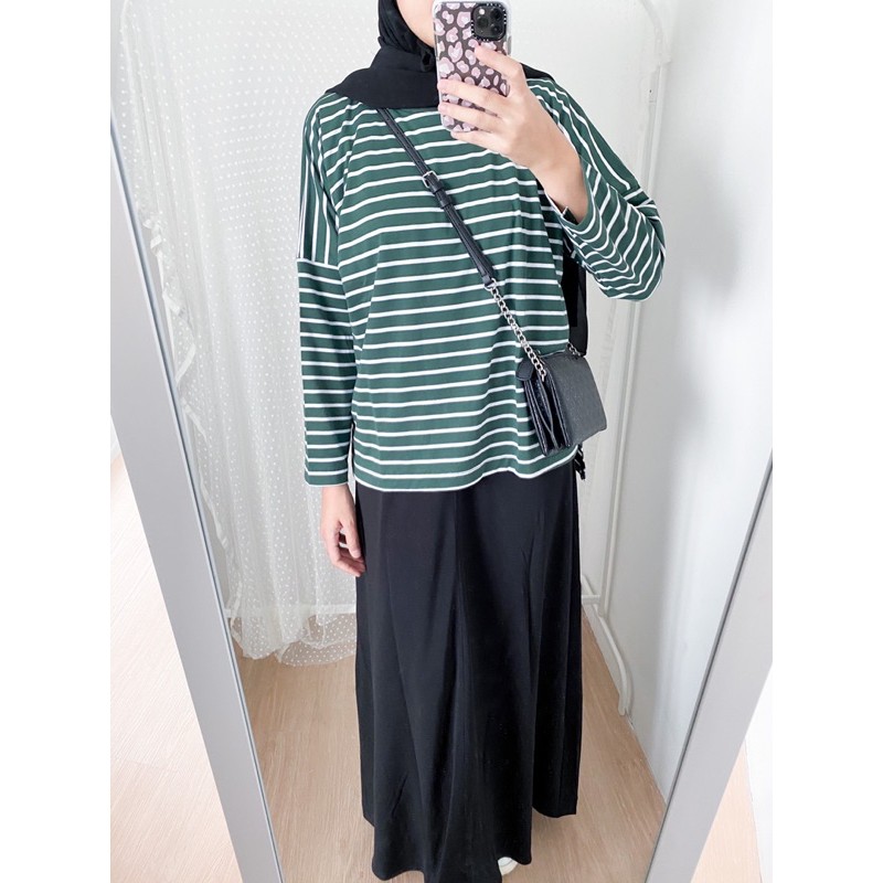 Bymeldev Stripes Top Kaos Lengan Panjang Salur Nonbusui dan Busui