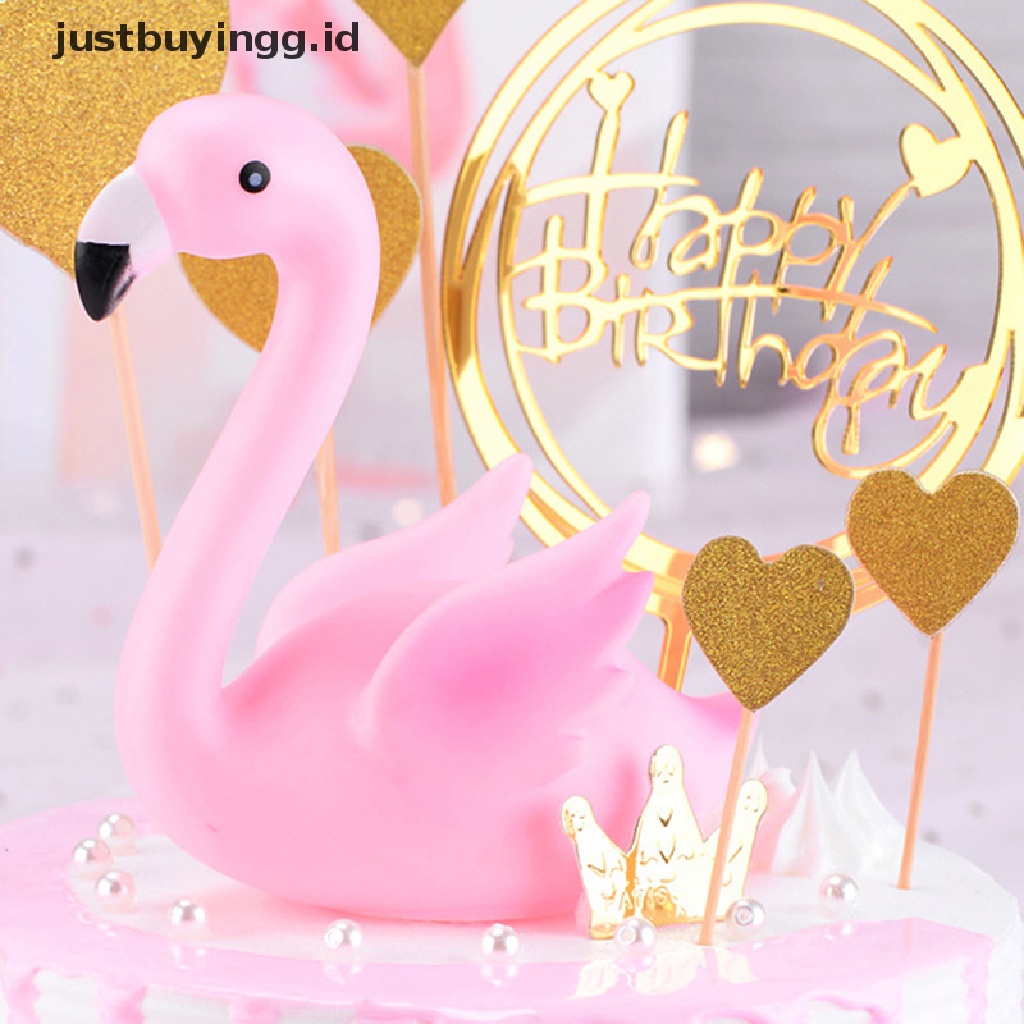 Topper Kue Desain Flamingo Warna Pink Untuk Dekorasi Pesta Ulang Tahun Pernikahan