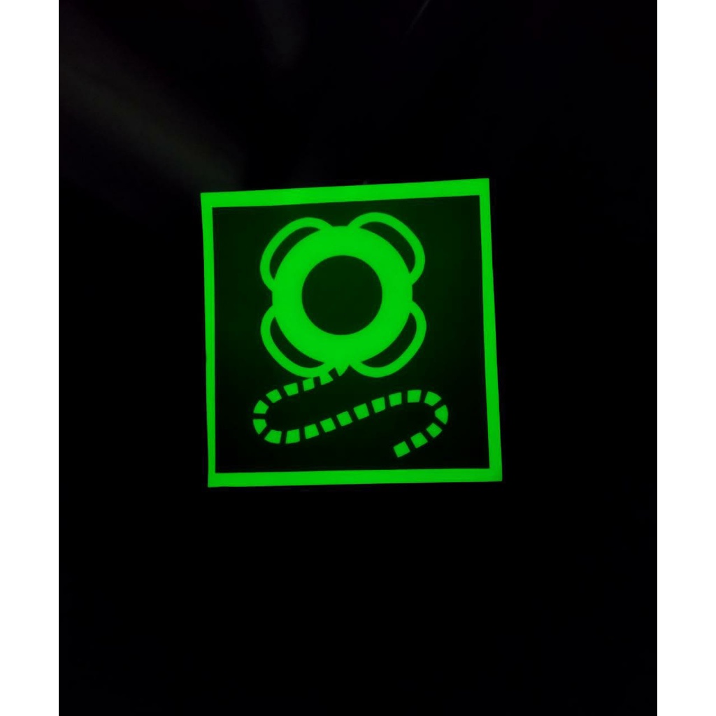 

Sticker Safety Sign WhitOut Text Lifebuoy Whith Line / Sign Label Safety Sticker Keselamatan Kerja / Sticker Tanda Keselamatan Kerja / Sticker Glow In The Dark Fosfor Hijau