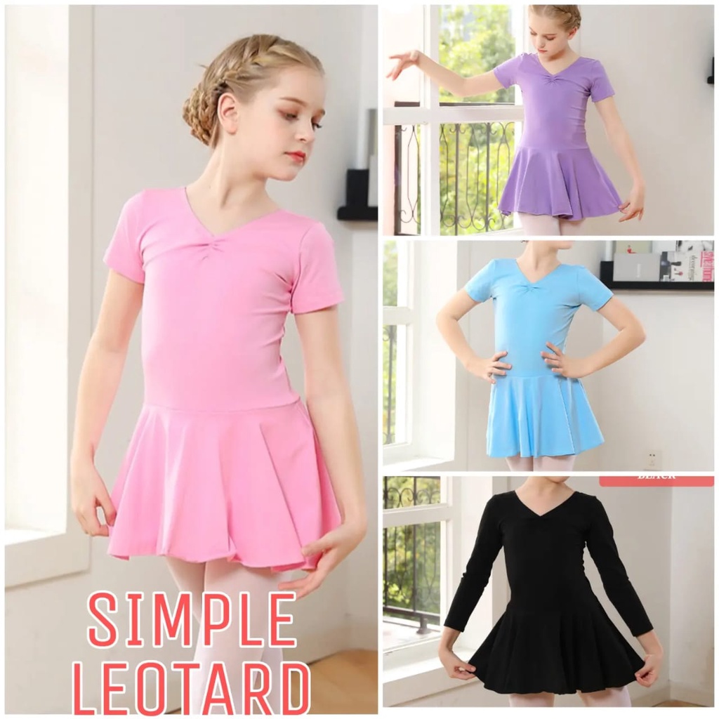 SIMPLE LEOTARD BAJU BALET GYM GYMNASTIC SENAM ANAK REMAJA BALLERINA IMPOR ADEM NYAMAN