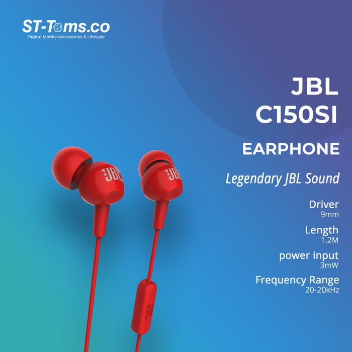 Jbl C150Si In Ear Headphones With Mic Jbl C100Si New Model Garansi Ims - Merah