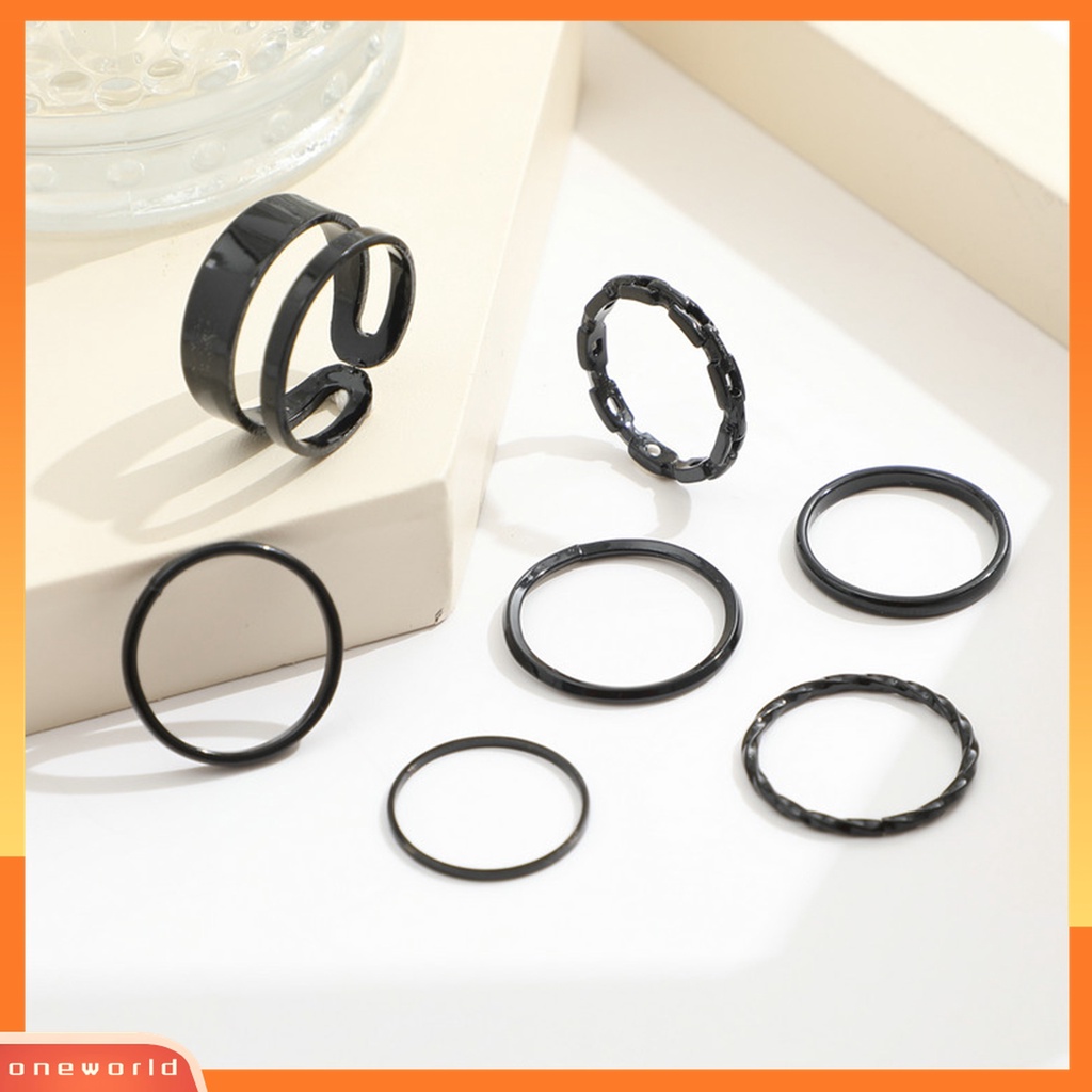 (ONWO) 7pcs / Set Cincin Knuckle Rantai Warna Silver Untuk Wanita