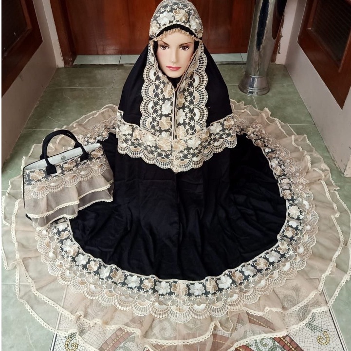 mukena dewasa rayon ROSSELINE tile HITAM