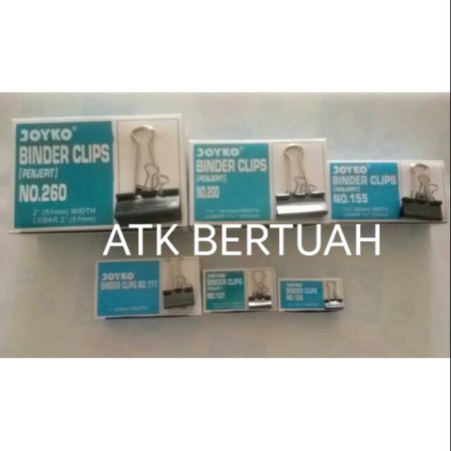 

GROSIR 12 PCS JOYKO BINDER CLIP 105 107 111 155 200 260 KLIP PENJEPIT KERTAS HITAM