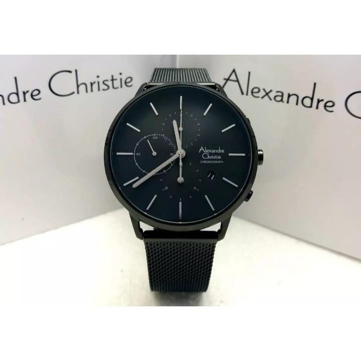 JAM TANGAN PRIA ALEXANDRE CHRISTIE AC 6555 FULL BLACK ORIGINAL BERGARANSI