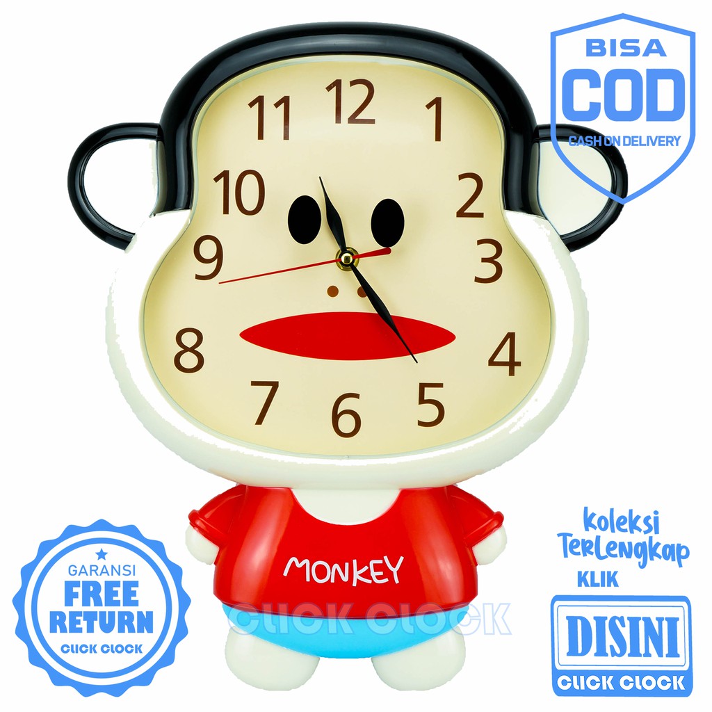 Jam Dinding Lucu Karakter Anak Wall Clock Hiasan Dinding Murah Monkey G15814 Shopee Indonesia