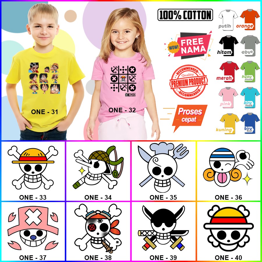 Baju Kaos ANAK DAN DEWASA ONE PIECE COUPLE (FREE NAMA)