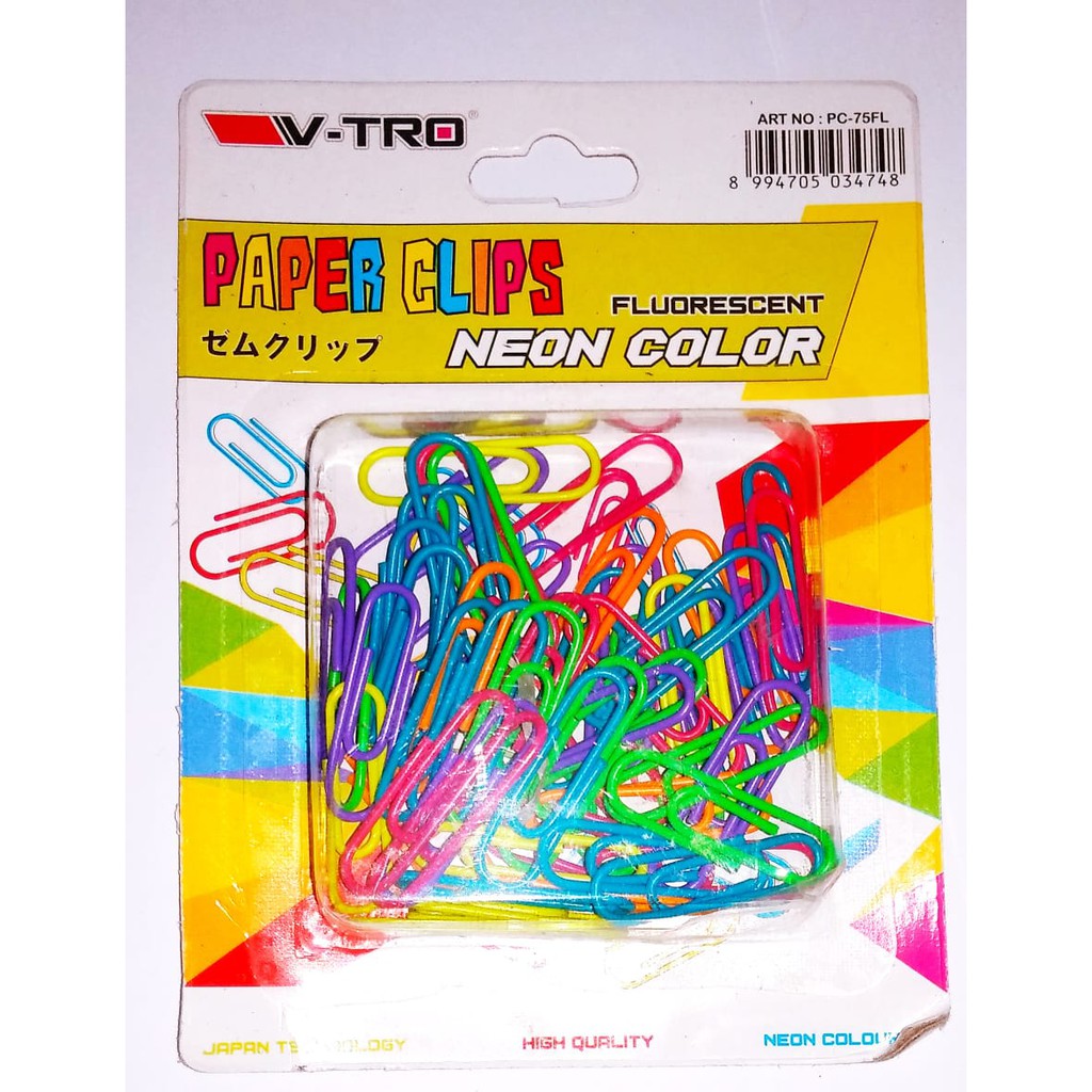 

Paper clips fluorescent neon color v-tro