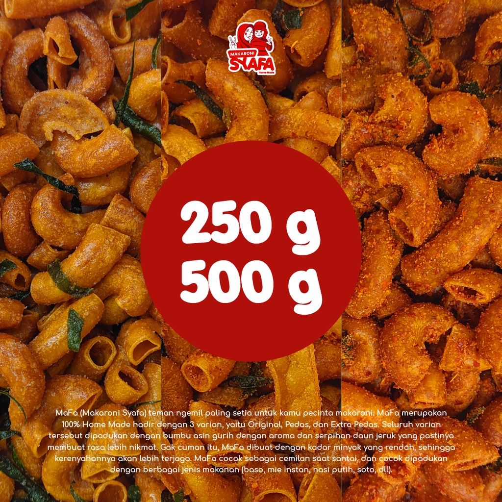 

Makaroni Syafa Enak Gurih Pedas (250g 500g)