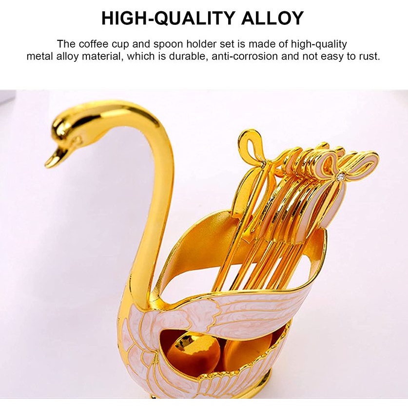 Swan Sendok Kopi Dengan Tempat Penyimpanan Home Zinc Alloy Salad Dessert Fruit Spoon