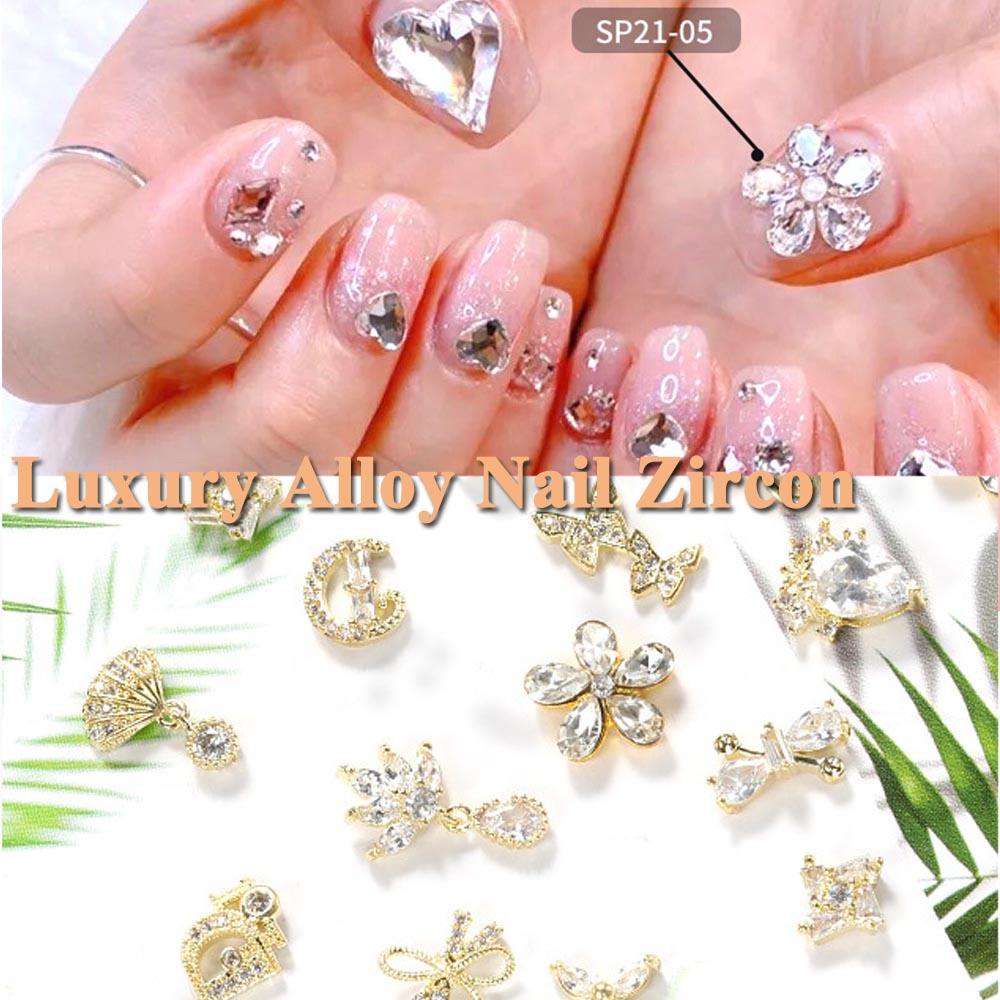 AUGUSTINA Agustina Kuku Zirkon Emas Bunga Kupu-Kupu Manicure Metal Bow Nail Jewelry