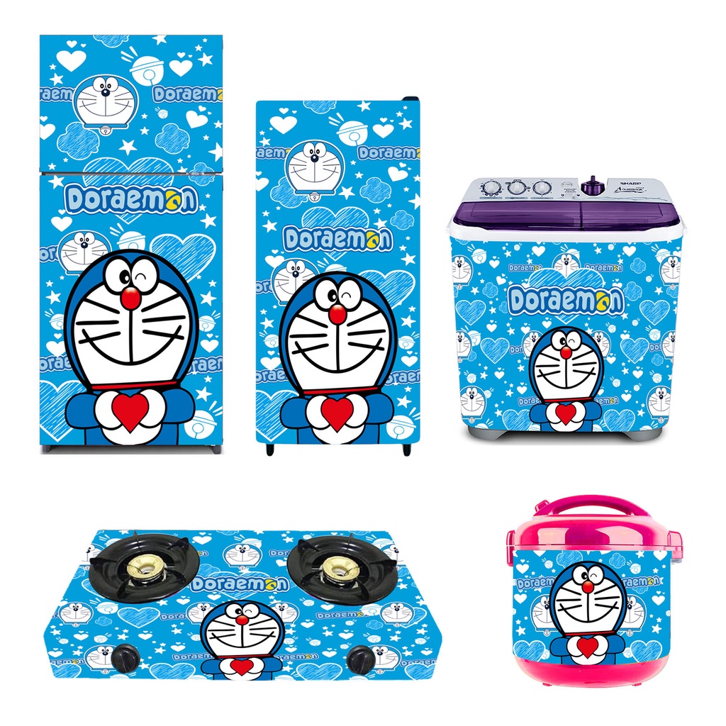 Sticker Kulkas 1 Pintu/Kulkas 2 Pintu/Kompor/Mesin Cuci/Ricecooker Karakter DR Biru