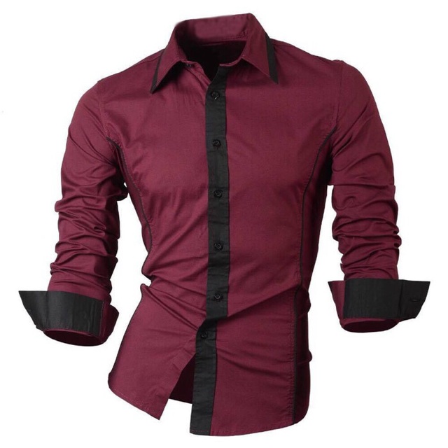 Alonzo mdn / Maron /Hem kemeja pria lengan panjang /merah Maron