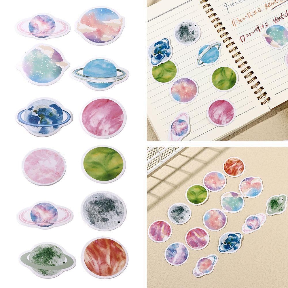 R-flower Space Planets Sticker Lucu Kertas Jepang Scrapbooking Kartun