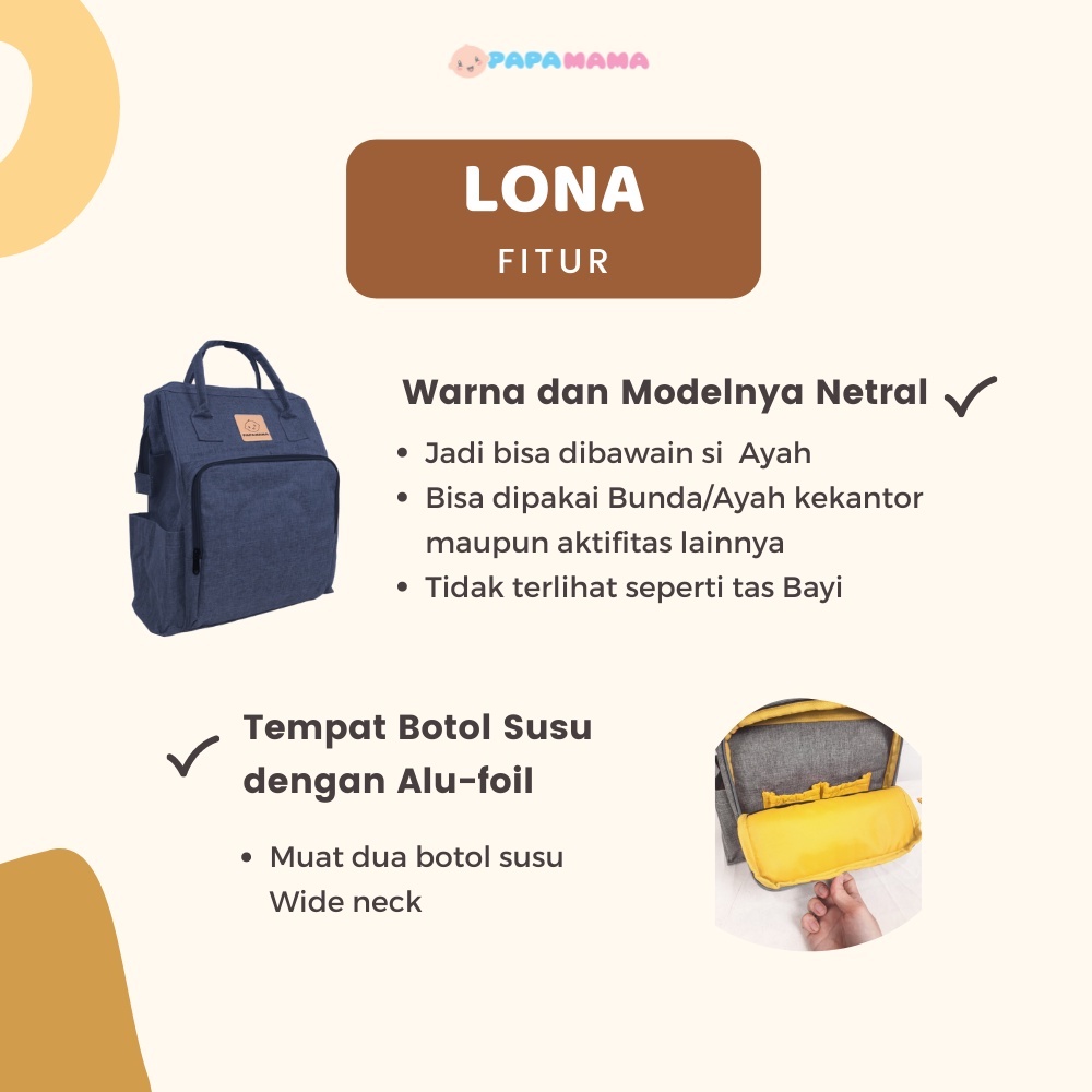 Papamama Diaper Bag Ransel - Tas Ransel Diaper Bayi Papamama