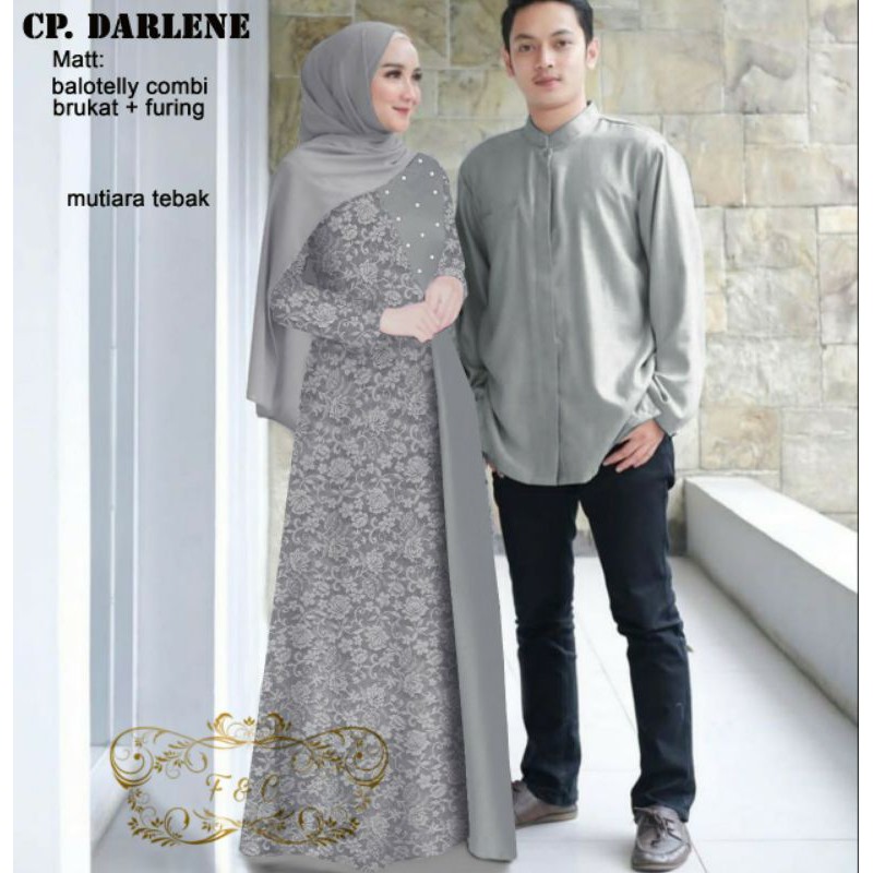 PCS CP DARLENE PAKAIAN COUPLE PASANGAN KEMEJA DAN GAMIS MAXY FE