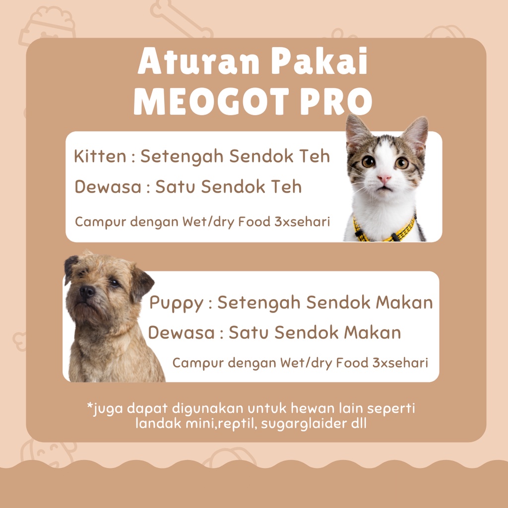 MEOGOT PRO 100gr Vitamin Penambah Imun Nafsu Makan Kucing dan Anjing Pelebat Bulu Suplemen Meogot Pro daily mixing food cats and dog by JOY CATHOUSE