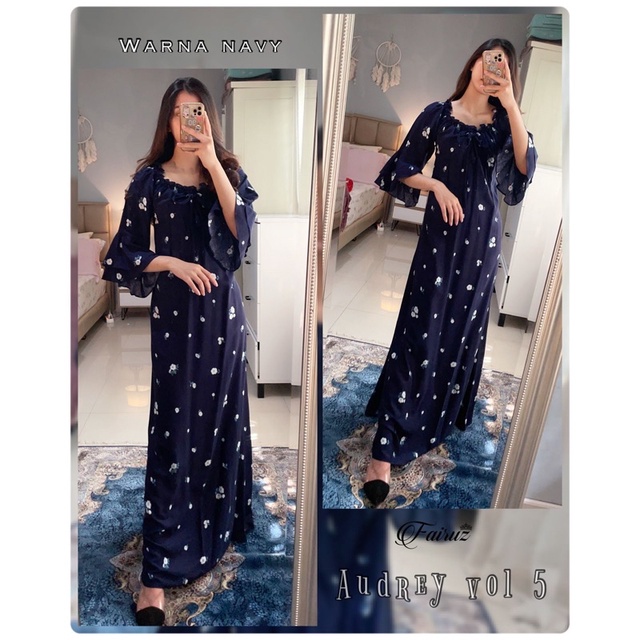 Daster arab FAIRUZ AUDREY Homedress Rayon Homewear Original Label-FAY: NAVY VOL.5