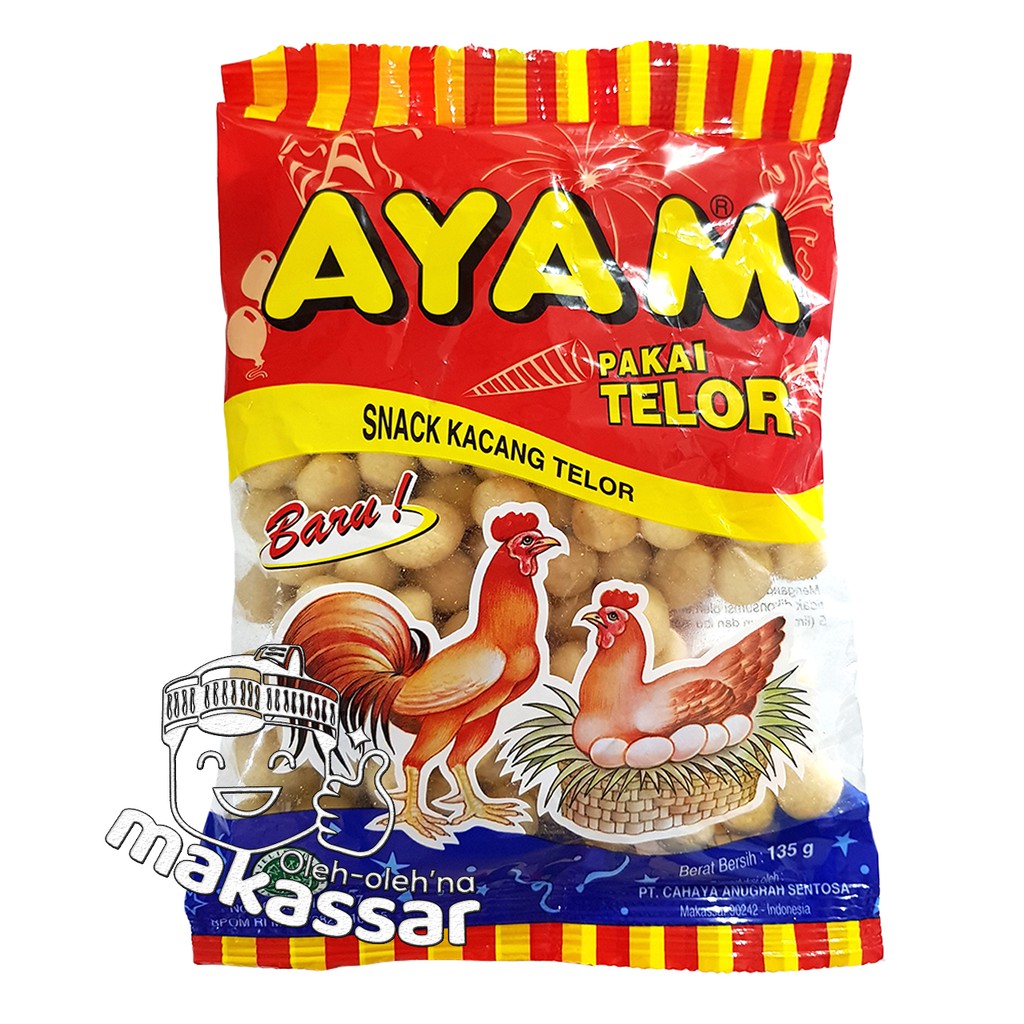 

Kacang Ayam Telur 135 gram x 2 pcs (Oleh-Oleh asli khas Makassar)