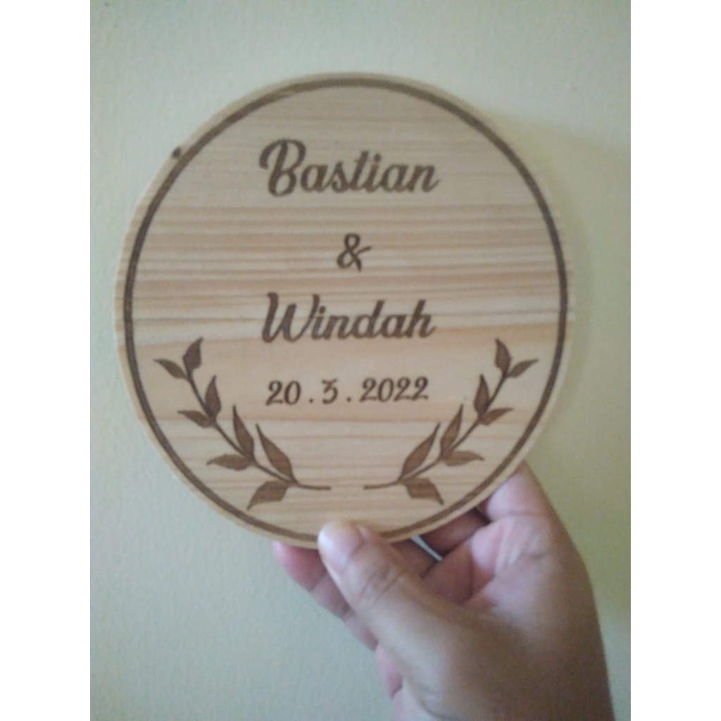 Grafir Nama Mahar Kayu Bulat Diameter 15cm