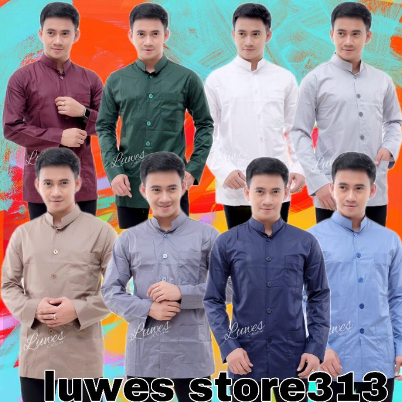 Baju Koko Pria Dewasa Model Ammu haibah merk luwes koko polos koko ammu koko putih koko haibah polos