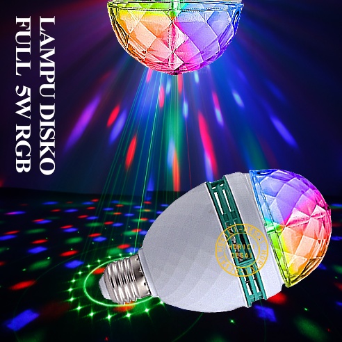 MURAH ASLI FULL RGB 5W 5 LED LAMPU DISCO LED FITTING E27 TUMBLR MINI OTOMATIS DISCO WARNA WARNI