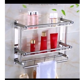 RAK DINDING KAMAR MANDI TINGKAT STAINLESS STEEL 2 TINGKAT DAN 1 TINGKAT - 1 LAYER ORCHID &amp; 2 LAYER ROSE