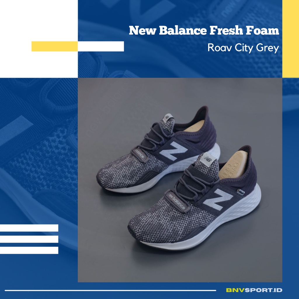 Sepatu Running New Balance Fresh Foam Roav City Grey Original Sneakers Pria Bisa COD Empuk Nyaman