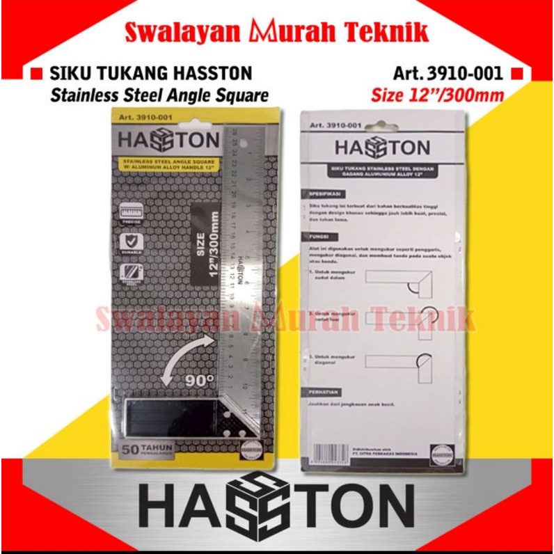 

HASSTON Art. 3910-001 SIKU TUKANG 12" CARPENTER SQUARE PENGGARIS SIKU