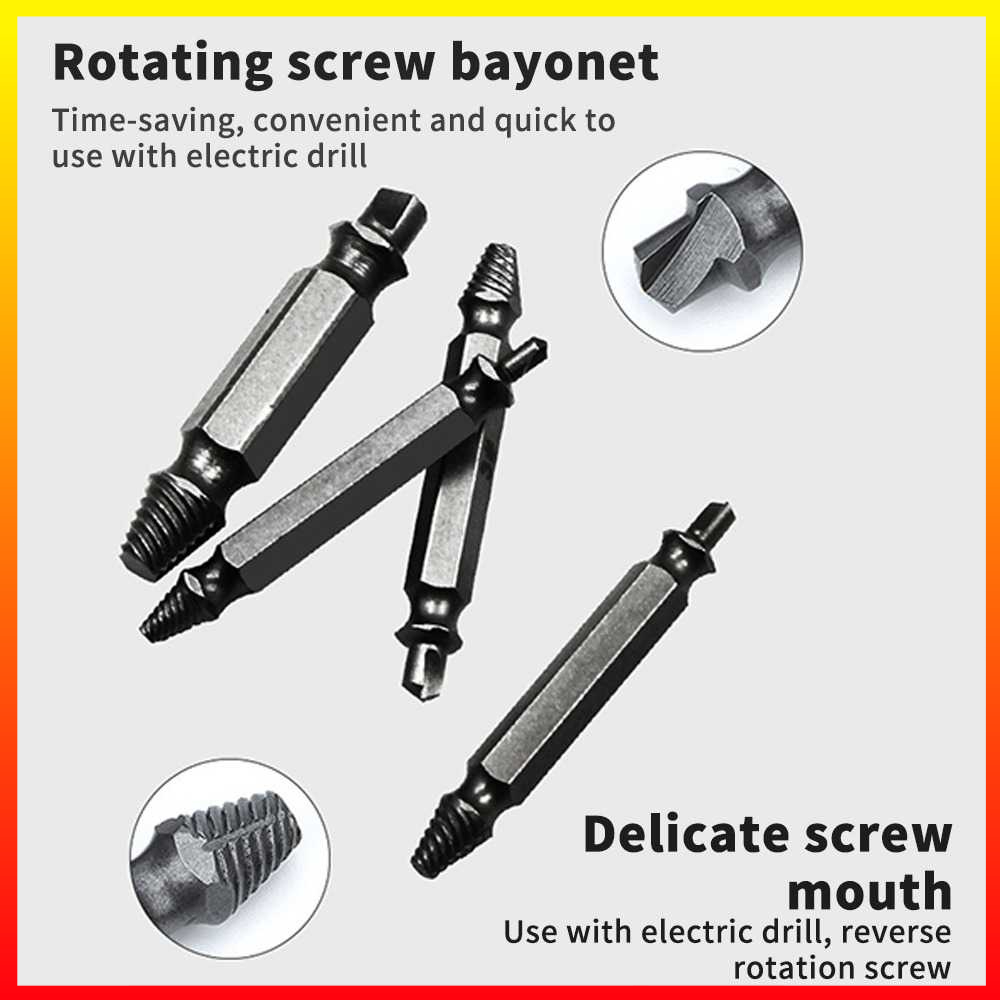 Set 5 PCS Mata Bor Baja Perbaikan Baut Skrup Patah Extractor Broken Screw Remover DIZAINLIFE - 7ROTJ8SV