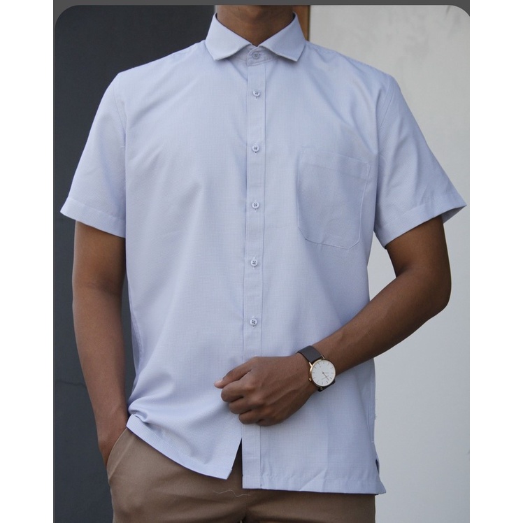 Kemeja Pria Reguler Stanley Adams Lengan Pendek Putih Motif | Hem Pria Reguler | Kemeja Kantor | Kemeja Formal  100% Original brand