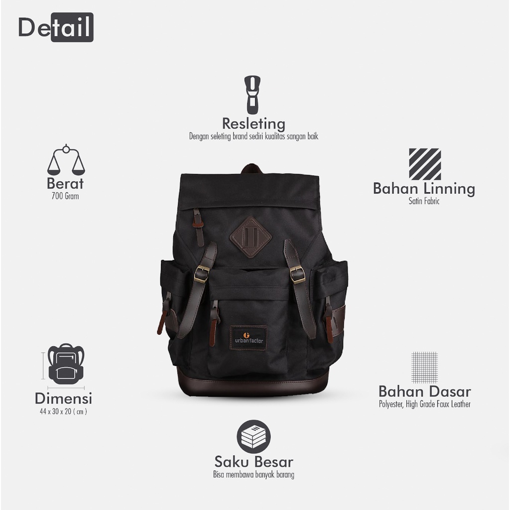 BRAIN STROM BLACK |ManNeedMe x URBAN| Tas Ransel Punggung Pria Wanita Backpack Kuliah / Kerja ORI