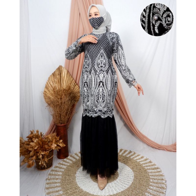 gamis modern brokat nasyef / gamis terbaru / kebaya modern / gamis pesta