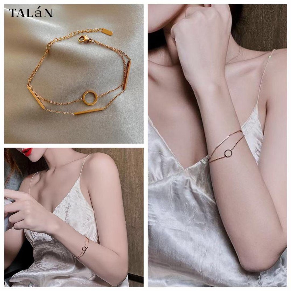 COD! gelang titanium anti karat/ gelang tangan wanita 2layer simple import