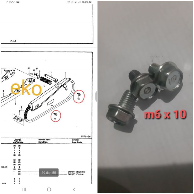 baut ketengkas ketengkes tutup rantai rante win grand kirana karisma prima astrea star supra origina