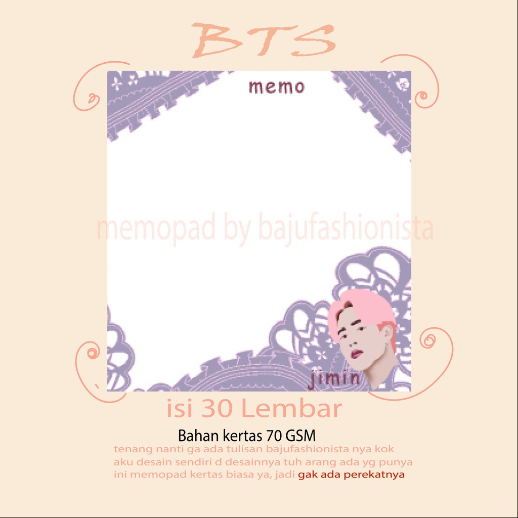 

MEMO BTS jimin memopad jimin bts memo kpop lucu to do list BTS memo pad tanpa perekat