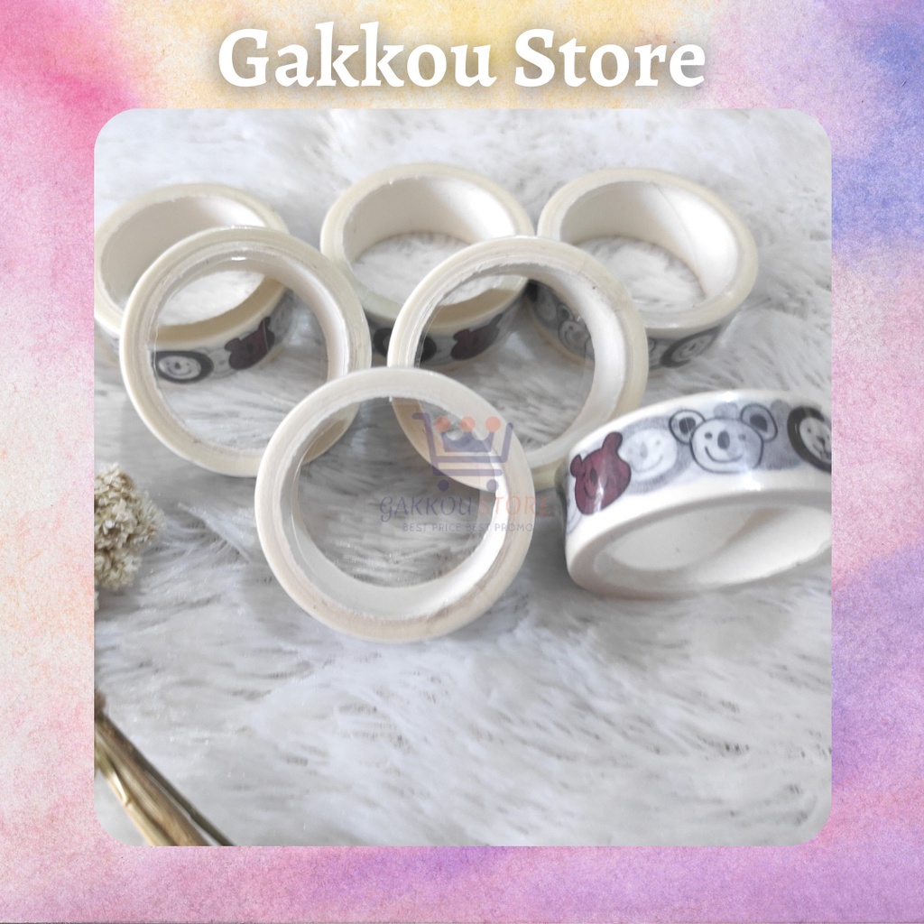 

Gakkou Store Selotip Solatip Washi Masking Tape Bear Beruang Aesthetic Cute Lucu