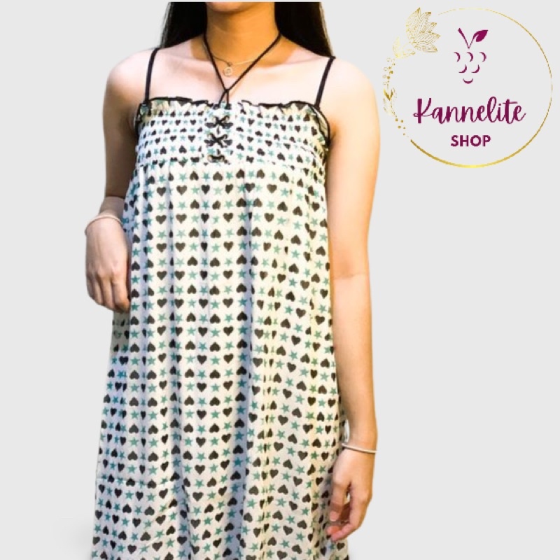 Dress Pantai wanita motif / lengan tali pendek