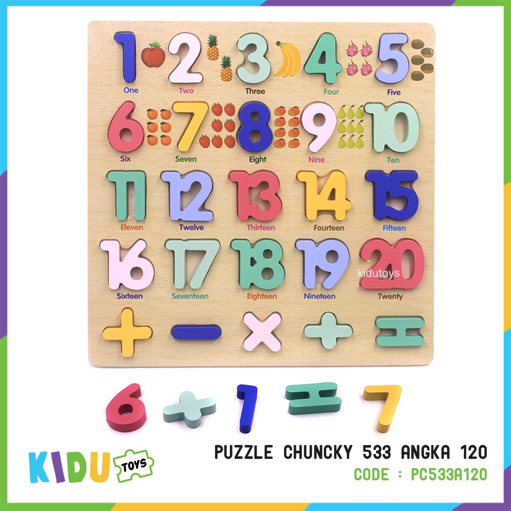 Mainan Anak Puzzle Chuncky 533 / Huruf Besar / Angka 1 Sampai 20 Kidu Toys