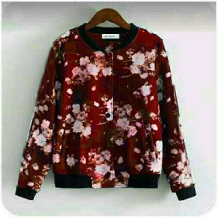 Jaket Bomber Motif Bunga