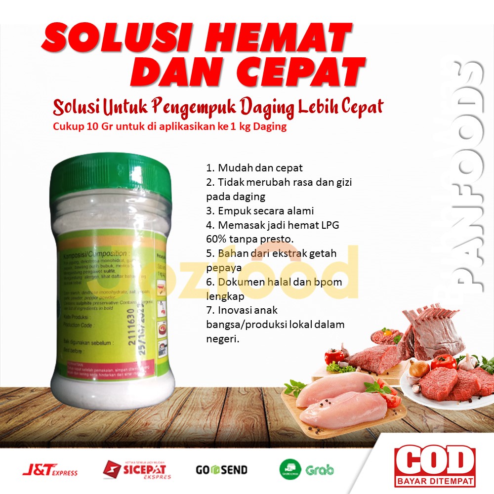 

RK60 Bumbu Pengempuk Daging Seafood Daging Ayam Ekstra Getah Pepaya Cepat Empuk dan Hemat Waktu
