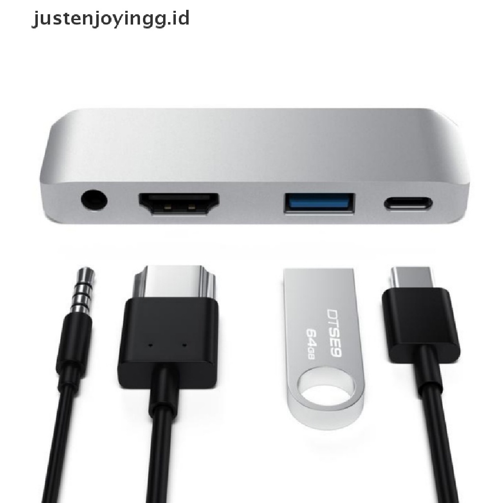 Adaptor USB Tipe C HUB 3.5mm headphone 4K HDMI PD Dongle Untuk iPad Pro