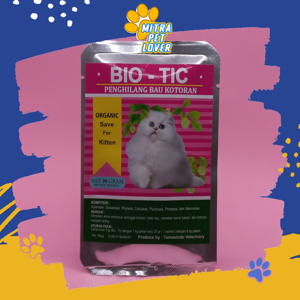 PENGHILANG BAU KOTORAN KUCING , BIO-TIC CAT 30 GRAM , ORGANIK TIDAK BAU AMAN SEHAT BIO TIC BIOTIC ORGANIC  PET - MURAH GARANSI KUALITAS ASLI ORIGINAL - ANIMAL HEALTHCARE &amp; VETERINARY TAMASINDO OBAT KESEHATAN &amp; VITAMIN TERNAK HEWAN BINATANG MITRAPETLOVER